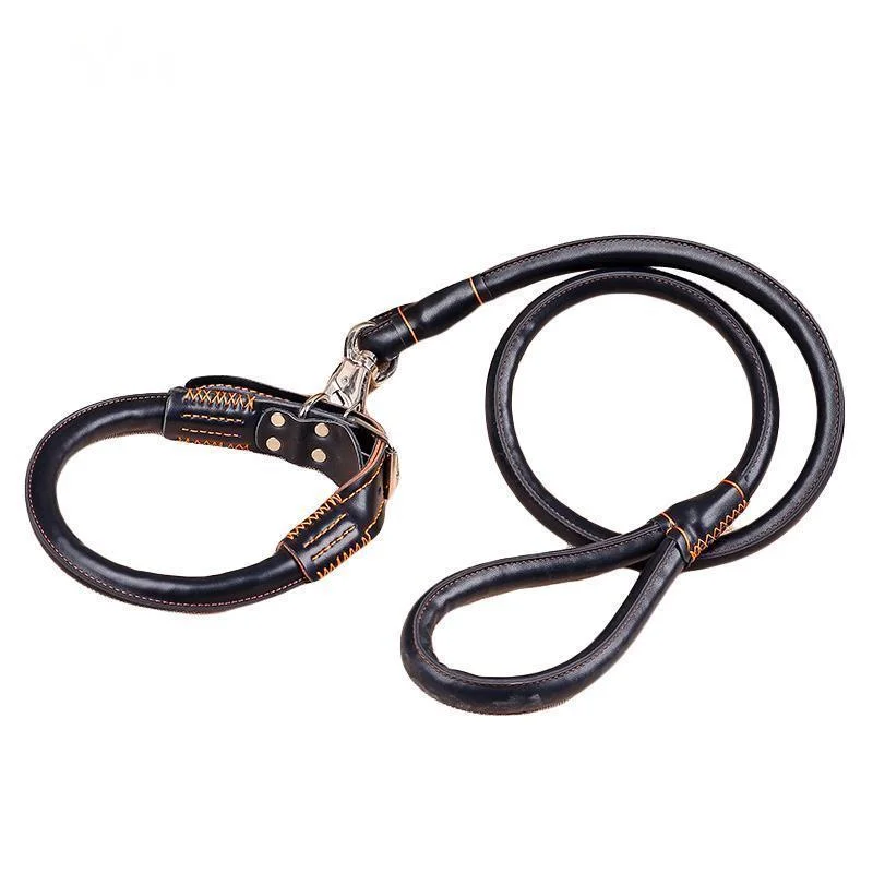 

Dog Collared Traction Rope Leash Medium And Small Dog Leather Neck Strap Dog Leash Suit Lightweight And Easy To Carry Pet Collar