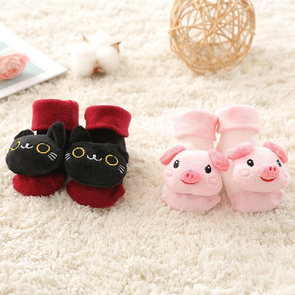 Calcetines de algod&oacute;n con dibujos de animales para beb&eacute;, medias antideslizantes para reci&eacute;n nacido, bonitos para Oto&ntilde;o e Invierno-5