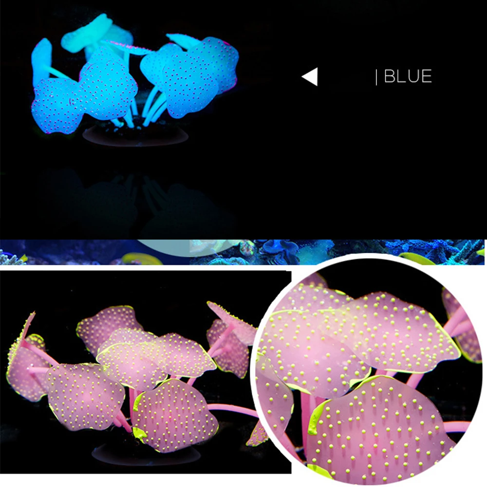

1Pcs Silicone Glowing Artificial Fish Tank Aquarium Coral Plants Ornament Underwater Ornament Fish Tank Pets Decor
