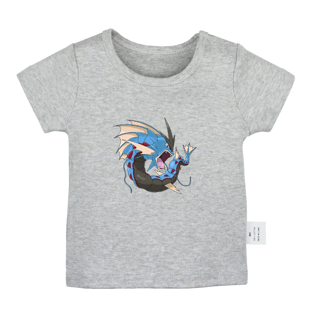 Футболки для новорожденных с рисунком Pokemon Dratini Gyarados Lapras Poliwag однотонные футболки