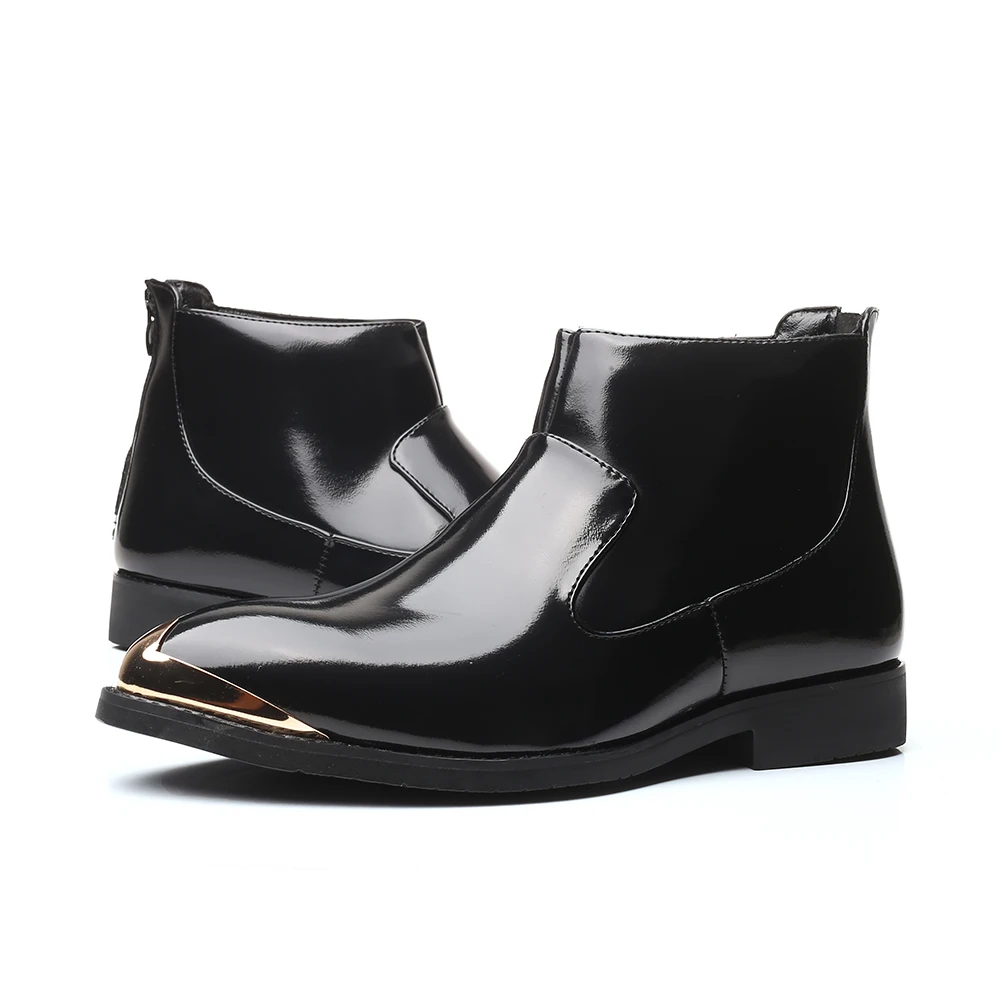 

2020 Men Boots PU Leather British Autumn Winter Boots Shoes Men's High Quality Large size men's boots