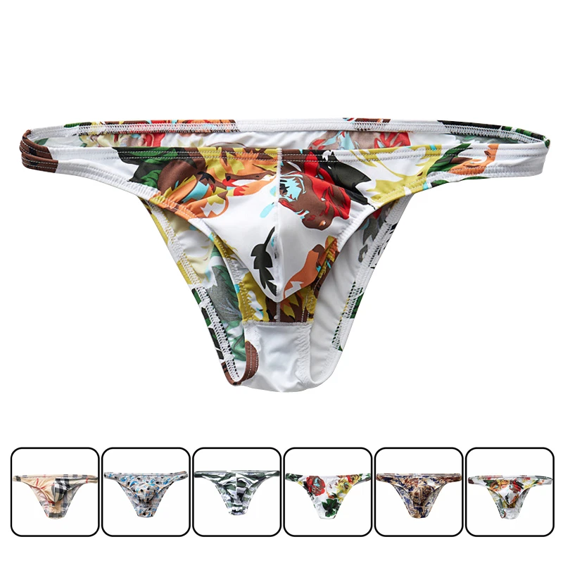 Пикантные Для мужчин нижнее бельё для девочек новый белье Цветочный принт Ice Silk