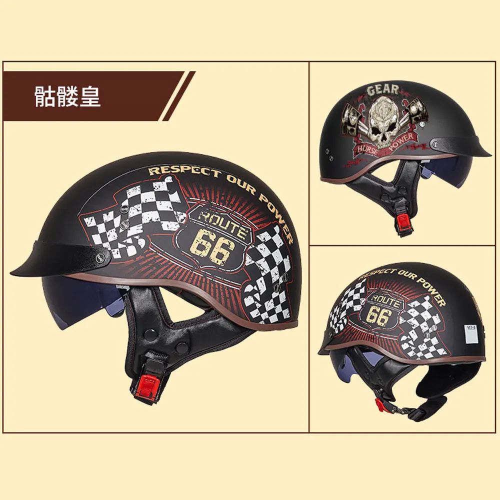 Casco Moto Ретро мотоциклетный шлем скутер винтажный полулицевой Байкер в горошек
