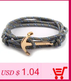 Adjustable Paracord Anchor Bracelet Woman Men Charm Bracelets Alloy Anchor Nylon Rope Chain Armband Vintage Bracelets& Bangles
