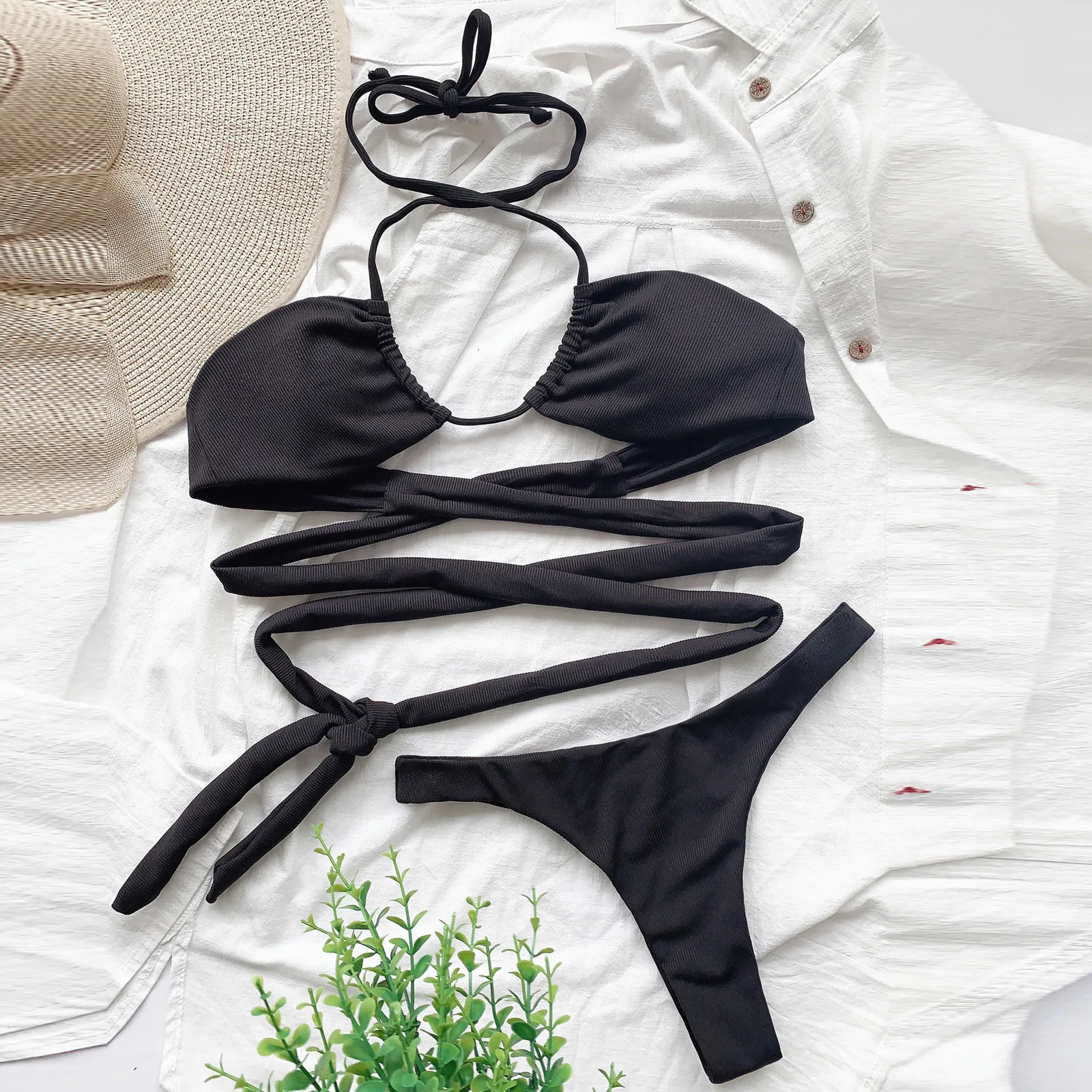 Соблазнительное бикини 2021 женский купальник однотонный Цельный женское