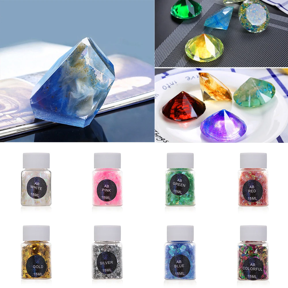 15ml Material UV Epoxy Resin Mold Colorful Shell Sugar BrokenPieces Flashing Debris Making Jewelry Filling for DIY Jewelry craft