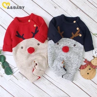 mababy 0 18m christmas baby clothes newborn infant boy girl deer romper knitted warm jumpsuit xmas baby costumes clothes