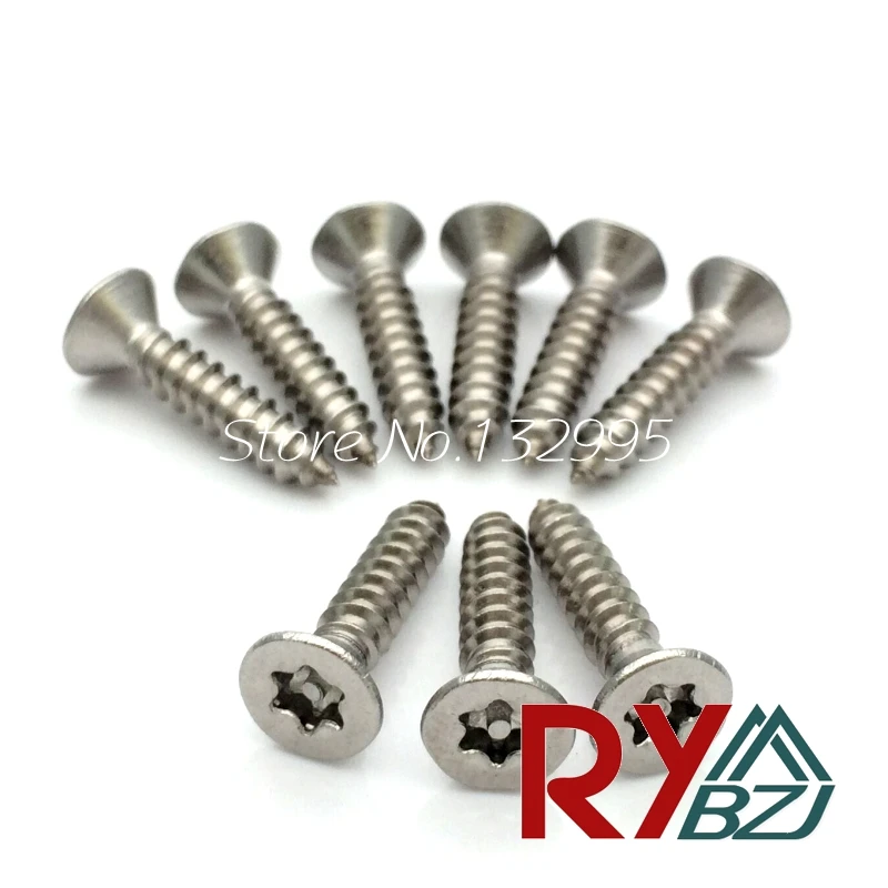 SUS304 саморезы с плоской головкой torx Винт со стойкой ST2.9 ST3.9 ST4.2 ST4.8 100 шт./лот противоугонные шесть лепестков винт безопасности