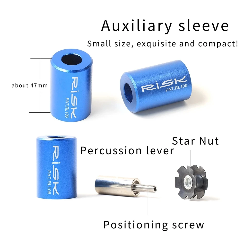 Risk Bicycle Front Fork Headset Star Nut Installer Tool Mounting Sleeve Tools For 28.6mm MTB Road Bike Fork Steerer Driver Tool