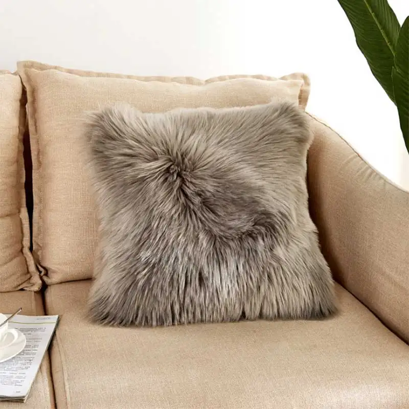 

Подушка из искусственной шерсти для дома, простая плюшевая диванная наволочка, моющаяся Подушка для стула, подушка с сердечником, белая