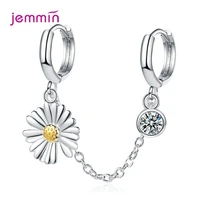 1 pc little daisy pattern sparkling zirconia drop earrings 100 925 sterling silver fashion charm dangle earrings for women