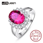 Женское кольцо с красным Рубином JQUEEN Princess Diana William Kate Middleton's 3.95ct, подарок из стерлингового серебра 925 пробы