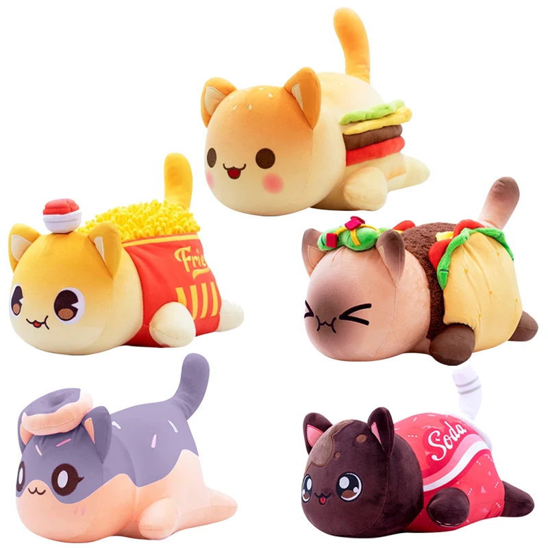 Плюшевая кукла-Кокс картофель фри гамбургеры хлеб сэндвичи еда кошка плюшевая