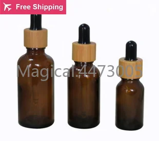 

Free Shipping High Quality 10pcs/lot 10ml-100ml Essential Oil Bottles with Natural Bamboo Cover (black)