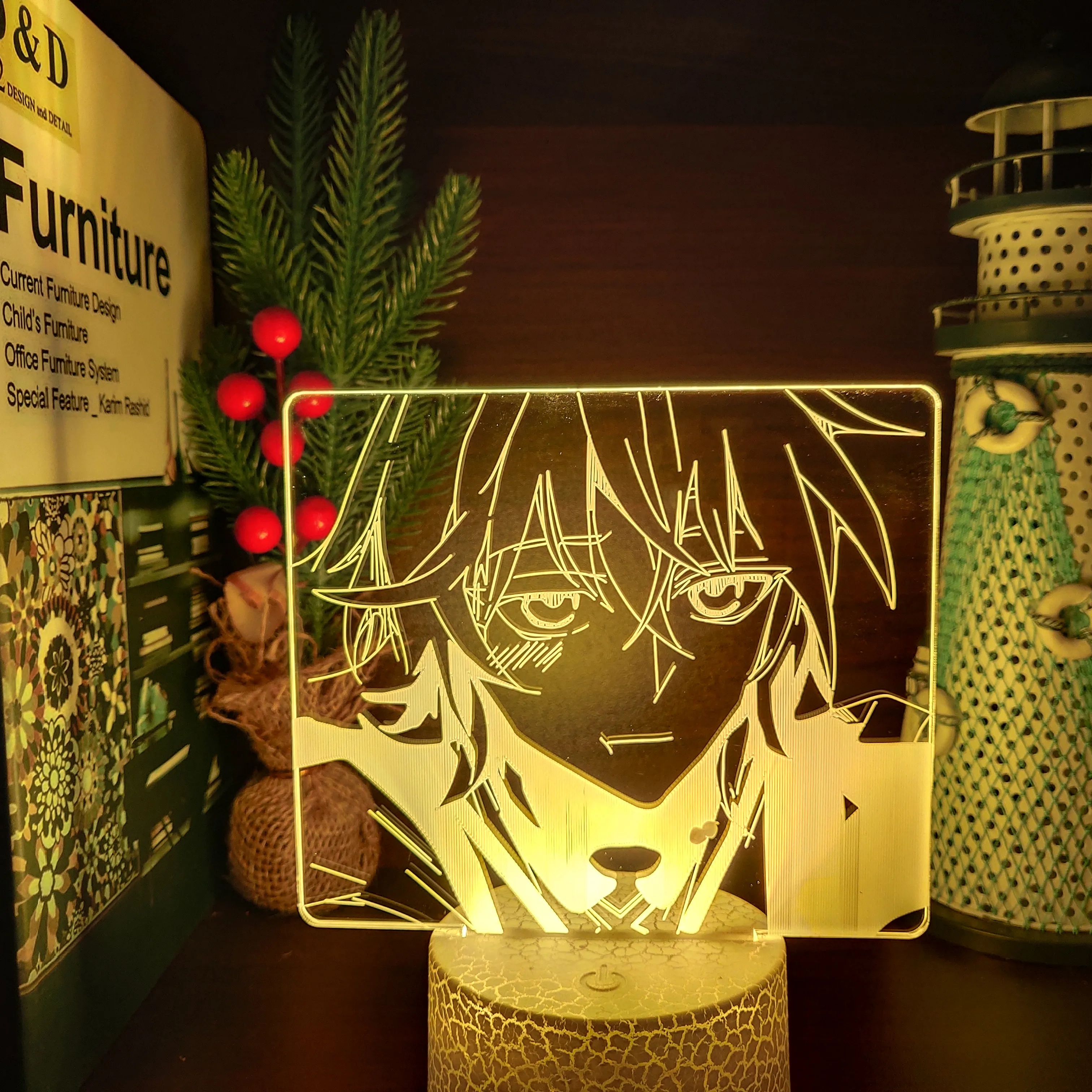Seraph of The End Mikaela Hyakuya 3D Аниме иллюзия Лампа USB светодиодный ночсветильник спальня