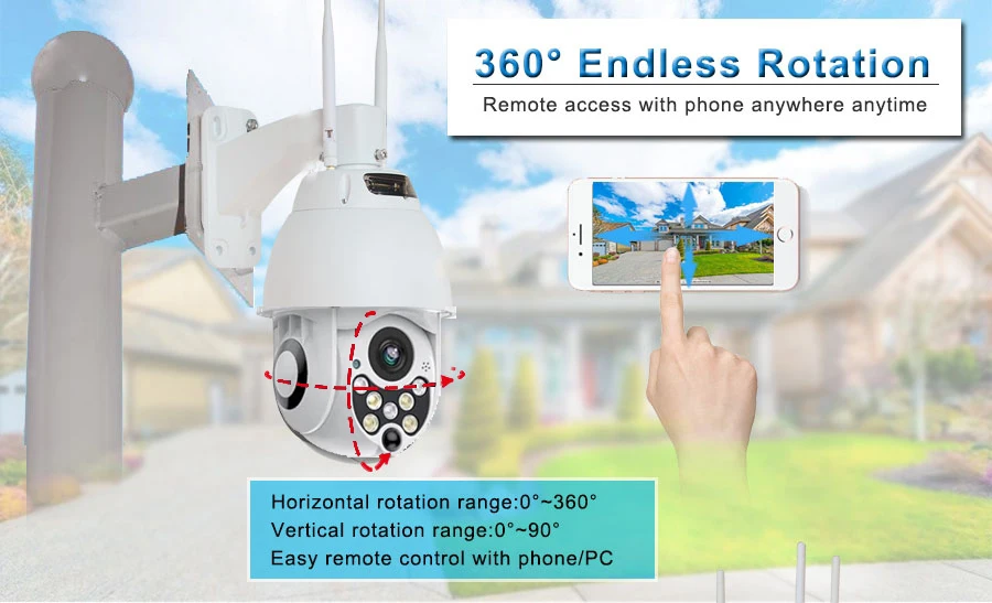 Умная скоростная купольная IP камера 4G 1080P Full Color 4 кратный зум облачная запись