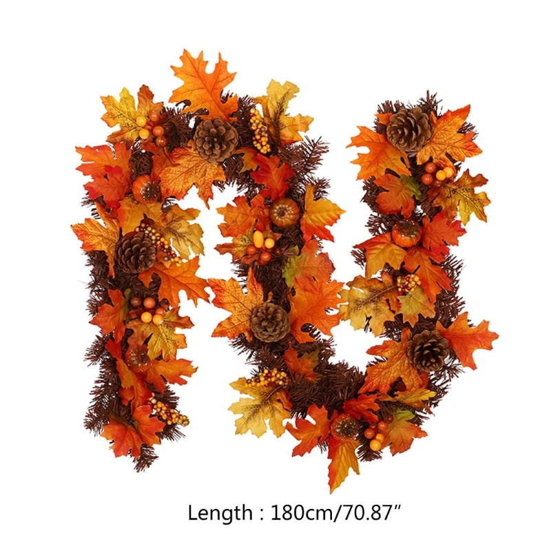 

Autumn Pumpkin Maple Leaf Ornament LED Halloween Pine Cone Rattan Thanksgiving Door Window Decoration High Quality and New