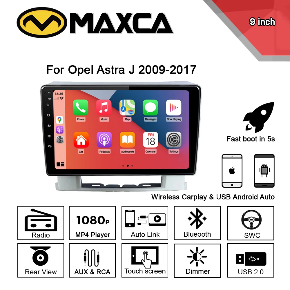 

MAXCA 9 inch Car Radio For Opel Astra J Wireless Carplay & Android Auto Multimedia Video Player