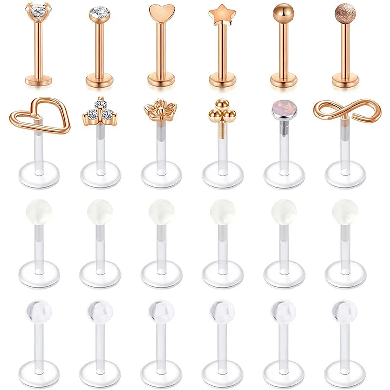 16G Labret Монро кольца для губ Helix Tragus серьги шпильки пирсинга ювелирные изделия 36 шт