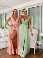 2021 new summer women v neck bandage dress sexy tank pink sleeveless backless celebrity club runway maxi party dress vestidos