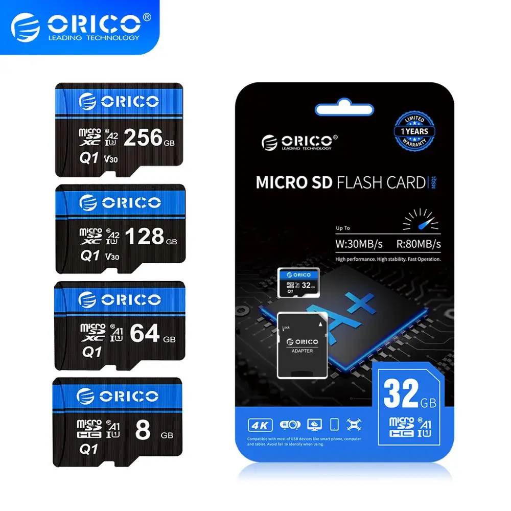 ORICO Micro sd карта слот для карт памяти 256 ГБ 128 Гб 64 оперативной 32 встроенной 80 МБ/с.