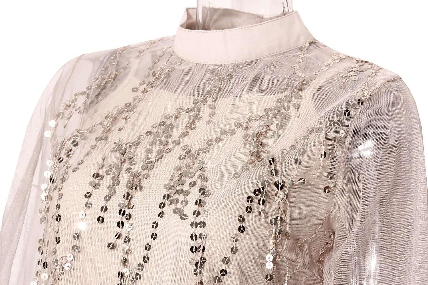 

2020 Spring Summer New Arrival 2 Pieces Charming Women Blouses Crop Tops Long Sleeve Tassel Sequins Blouse Women White XXL XXXL