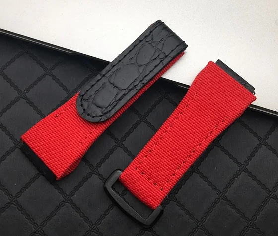 Ремешок мужской из нейлоновой ткани с кожаным ремешком 25 мм | Наручные часы