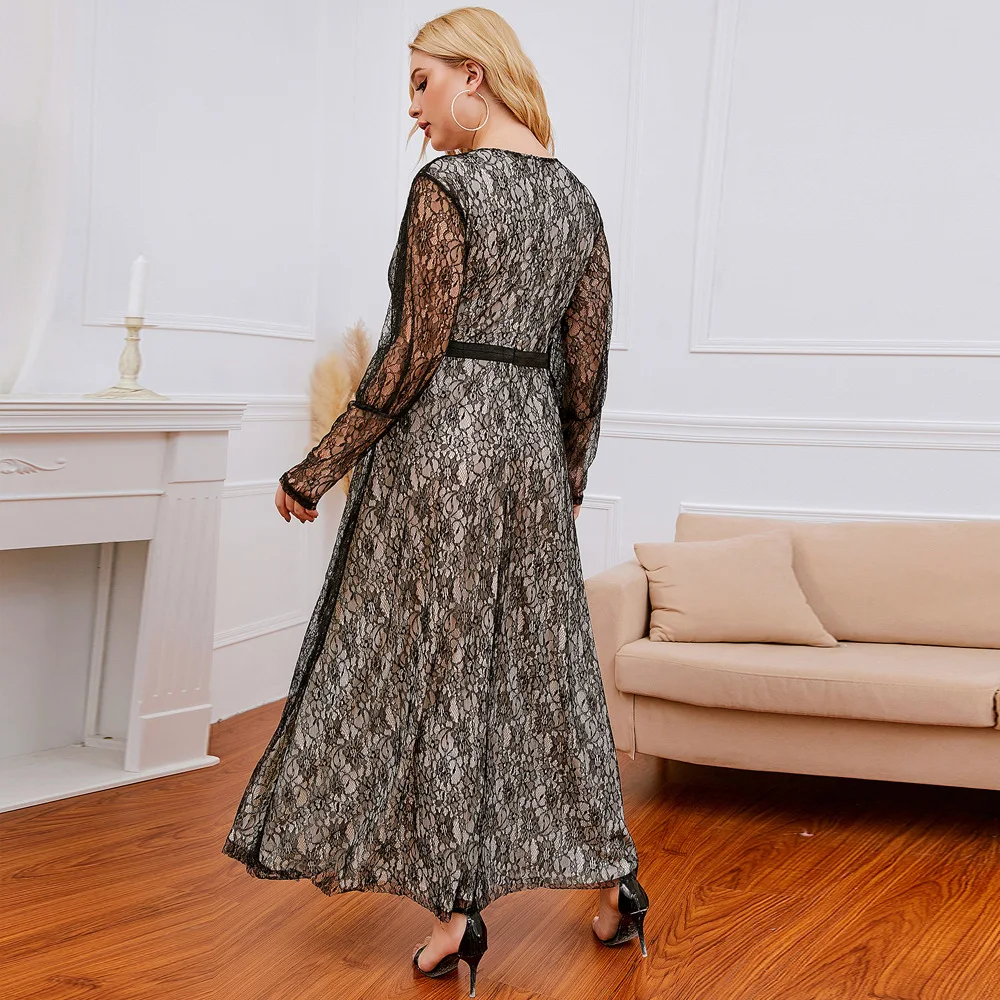 

2021 new women's Middle East plus size dress European and American lace dress wedding evening dress