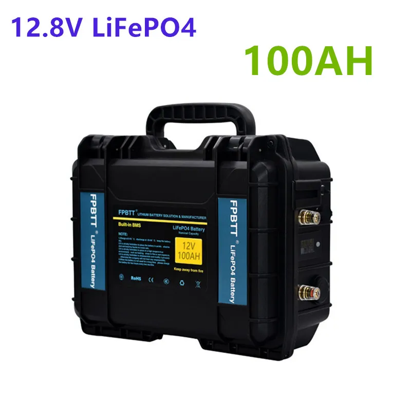 

Аккумулятор LiFePO4 12 В, 100 Ач, 12 В, 100 Ач, батарея lifepo4 с зарядным устройством 10 А для лодочного двигателя, эхолот, инвертор