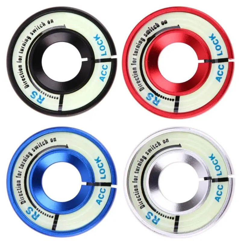 VODOOL Aluminum Alloy Car Styling Key Ring Hole Sticker Lumunous Ignition Switch Cover Motorcycle Decal Circle Light Decoration |