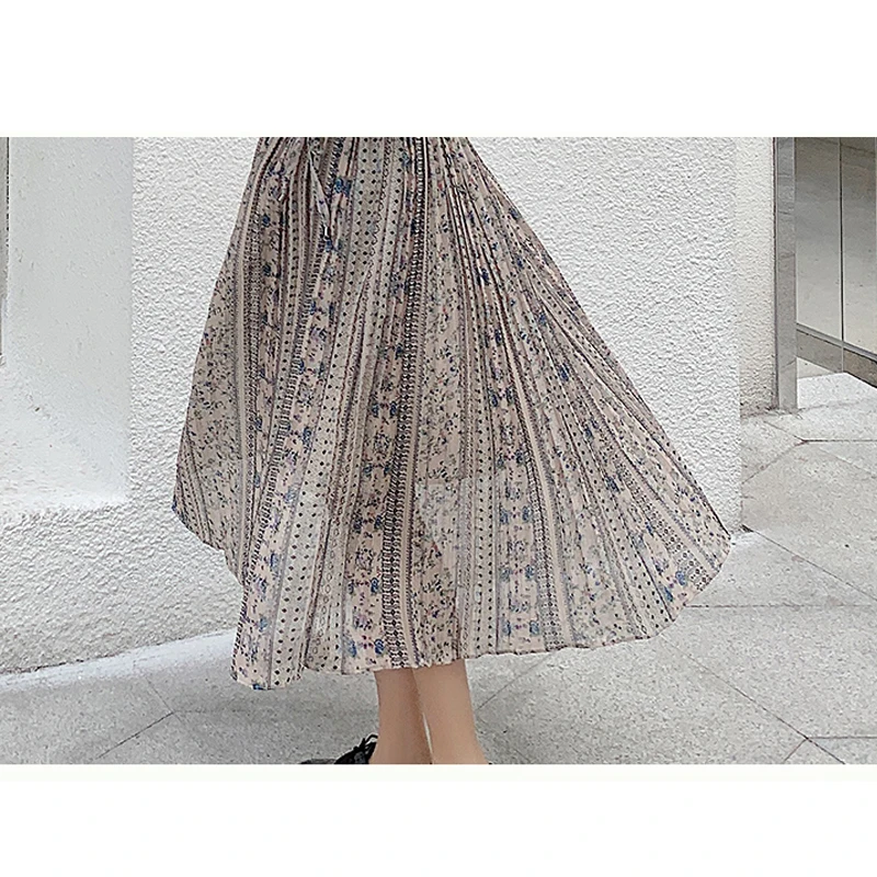 Женское шифоновое платье с круглым вырезом длинным рукавом|Женские платья| |