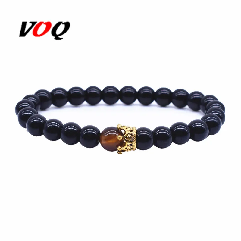 Женский и мужской браслет с короной браслеты из бусин натуральным камнем