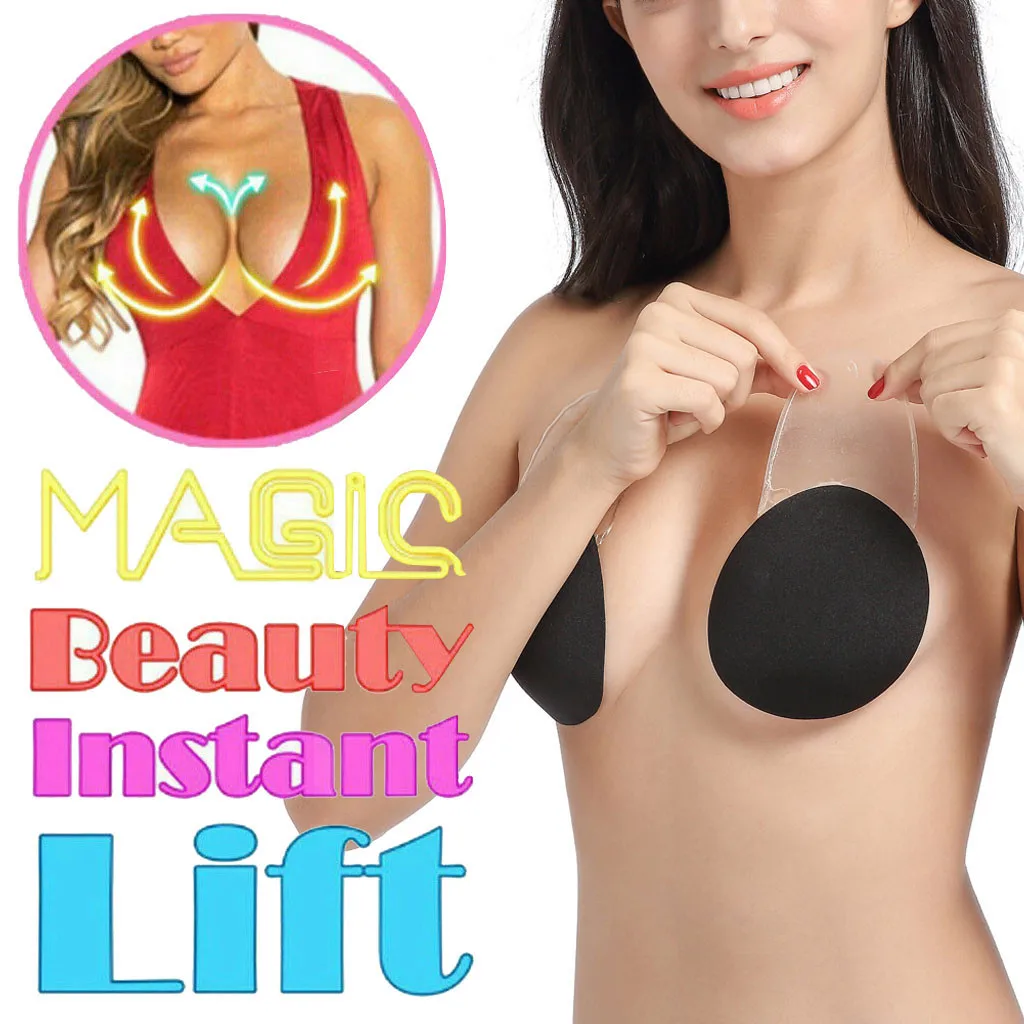 2pcs/Pair Silicone Push Up Invisible Bra Adhesive Nipple Cover Pasties Breast Boob Lift Tape Bikini Instant Bust Lifter Stickers - купить по