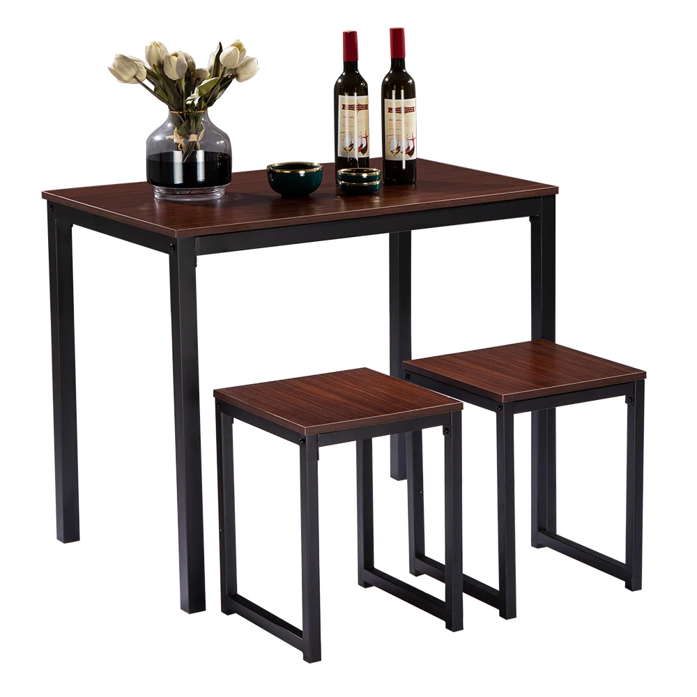 

Two Colors Dining Table Set Simple Wood Grain 75cm High Dining Table And Chair Three-Piece [90 x 60 x 75cm]