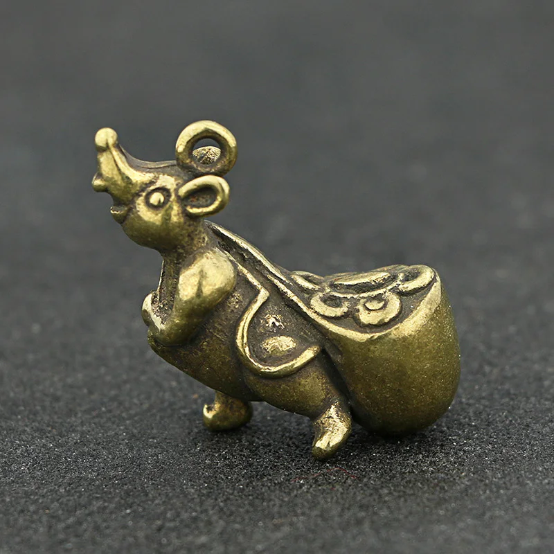 Зодиак Lucky Mini из латуни кулон крыса статуя мыши украшение для дома и офиса 3 6 см