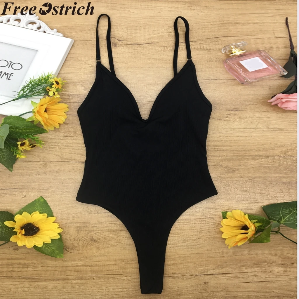 Купальник женский слитный на бретельках с пуш-ап и высокой талией размера плюс |