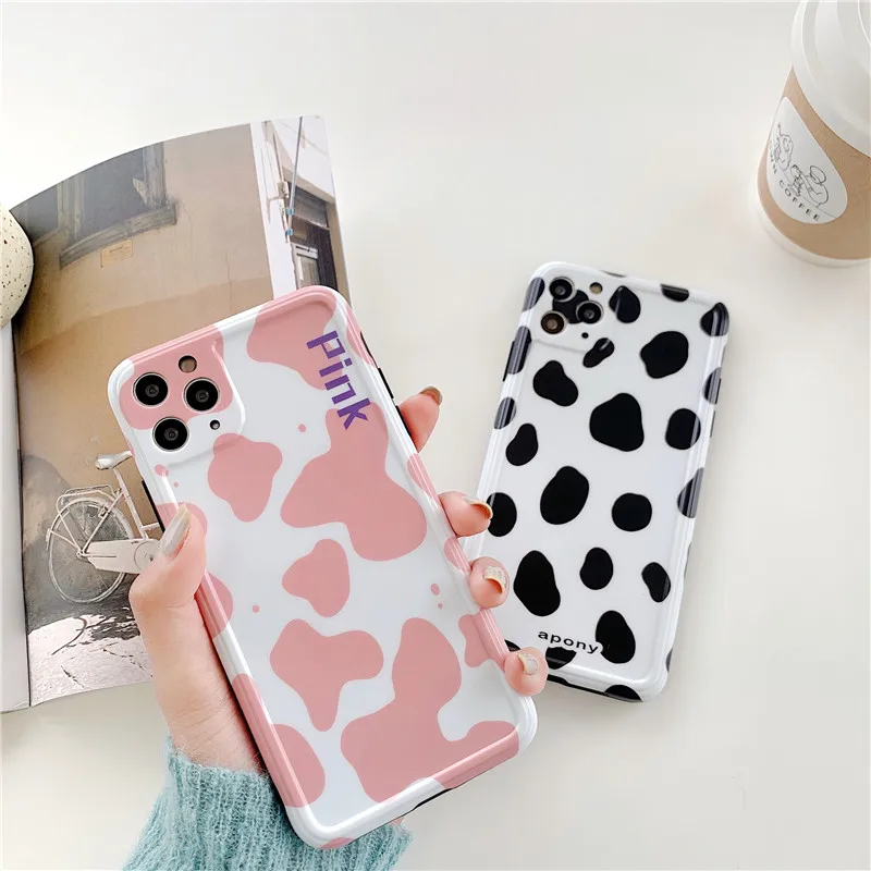 Милый чехол для телефона в виде Коровьих пятен iphone 11 Pro Max 7 8 plus X XR XS SE 2020 12 mini мягкие