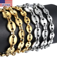 coffee beans link chain bracelet 7911mm stainless steel gold silver color for men women fashion jewelry gift dkbm169