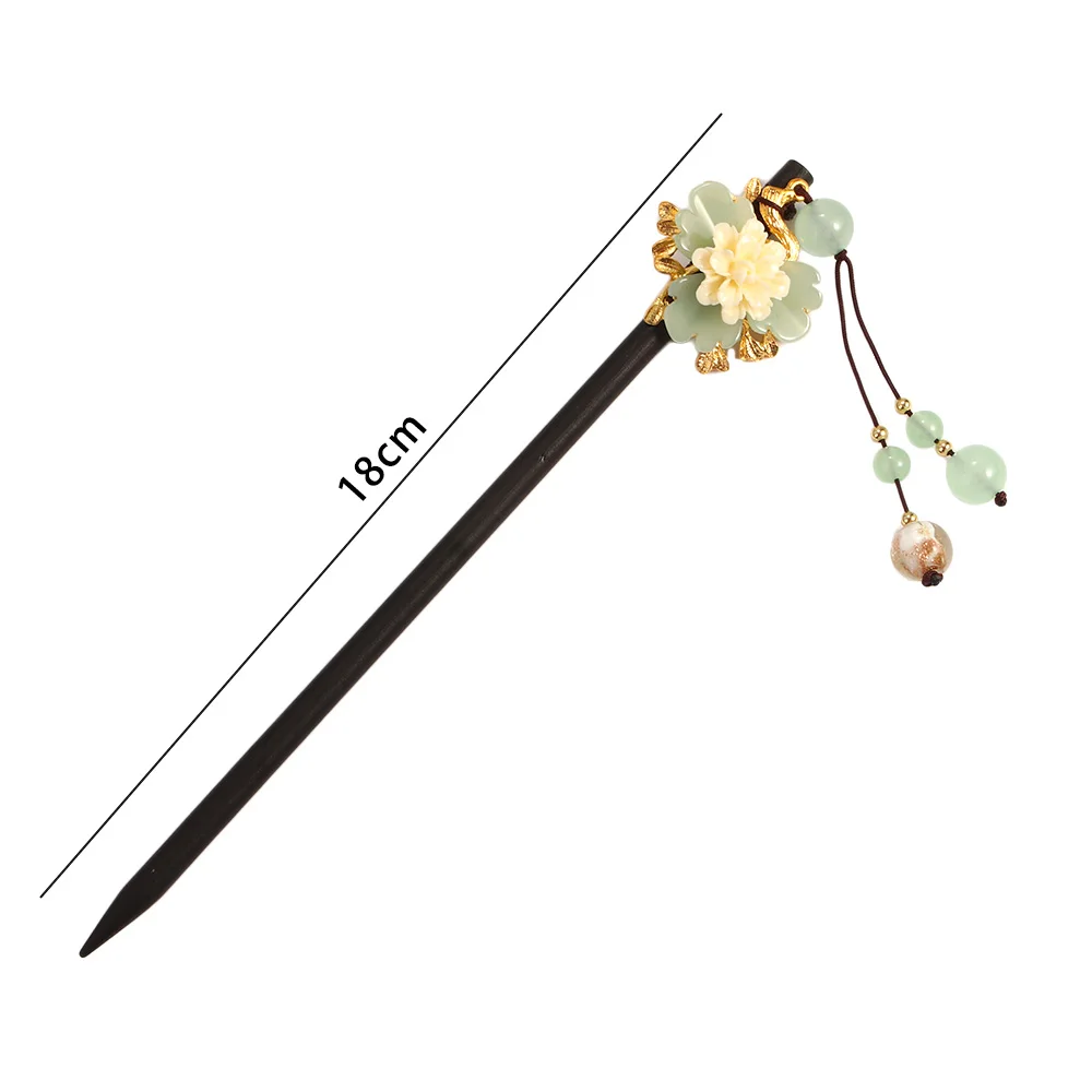 

1 Pcs Vintage Style Women Headwear Glass Glazed Flower Ethnic Hair Stick Long Tassel Girls Hair Accessories Gift