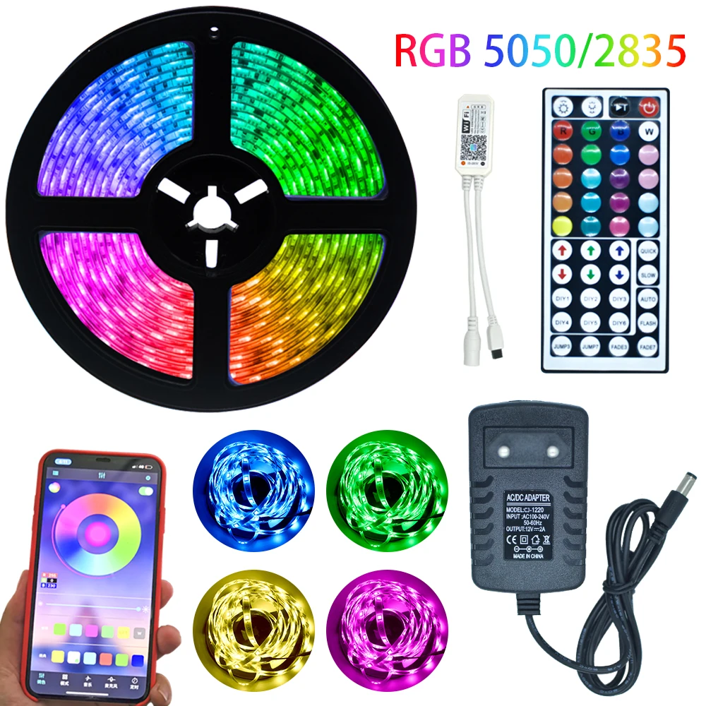 Светодиодная лента RGB 2835 Bluetooth водонепроницаемая изменяющая цвет гибкая Диодная