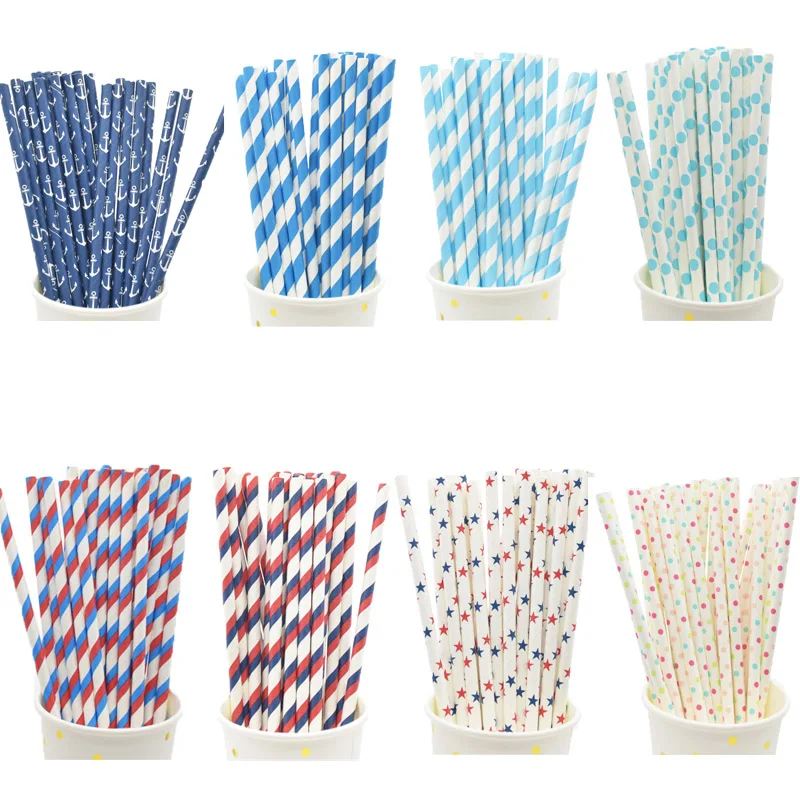 25 шт. Рождество Синий тема соломинку бумаги день рождения поставки объявление о