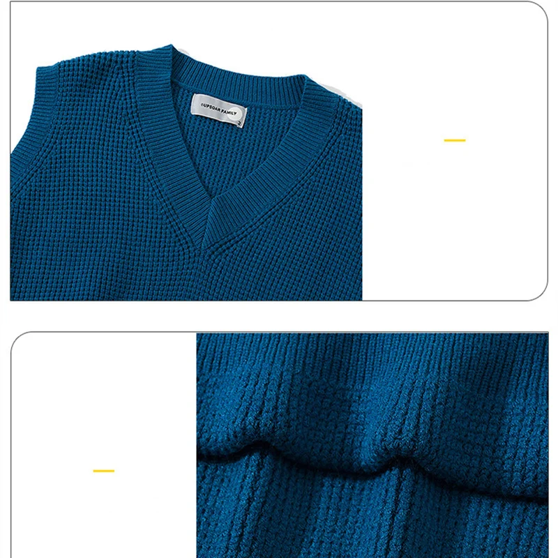 

2021 Brand Men Solid Sweaters Vest Men Fashion Casual Couple Sweater Autumn New Sleeveless V-Neck Base Sweater Male
