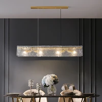 nordic crystal hanging light rectangular frosted led indoor pendant light for dining hall living room bedroom luxury chandelier