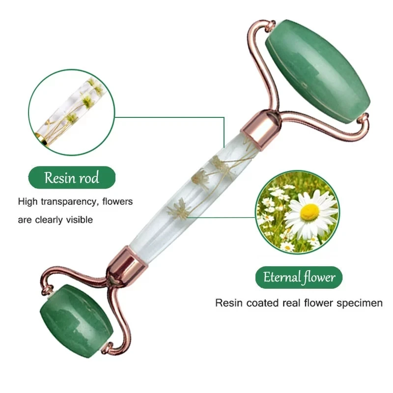 Натуральный нефритовый ролик из розового кварца и массажер для подтяжки лица |