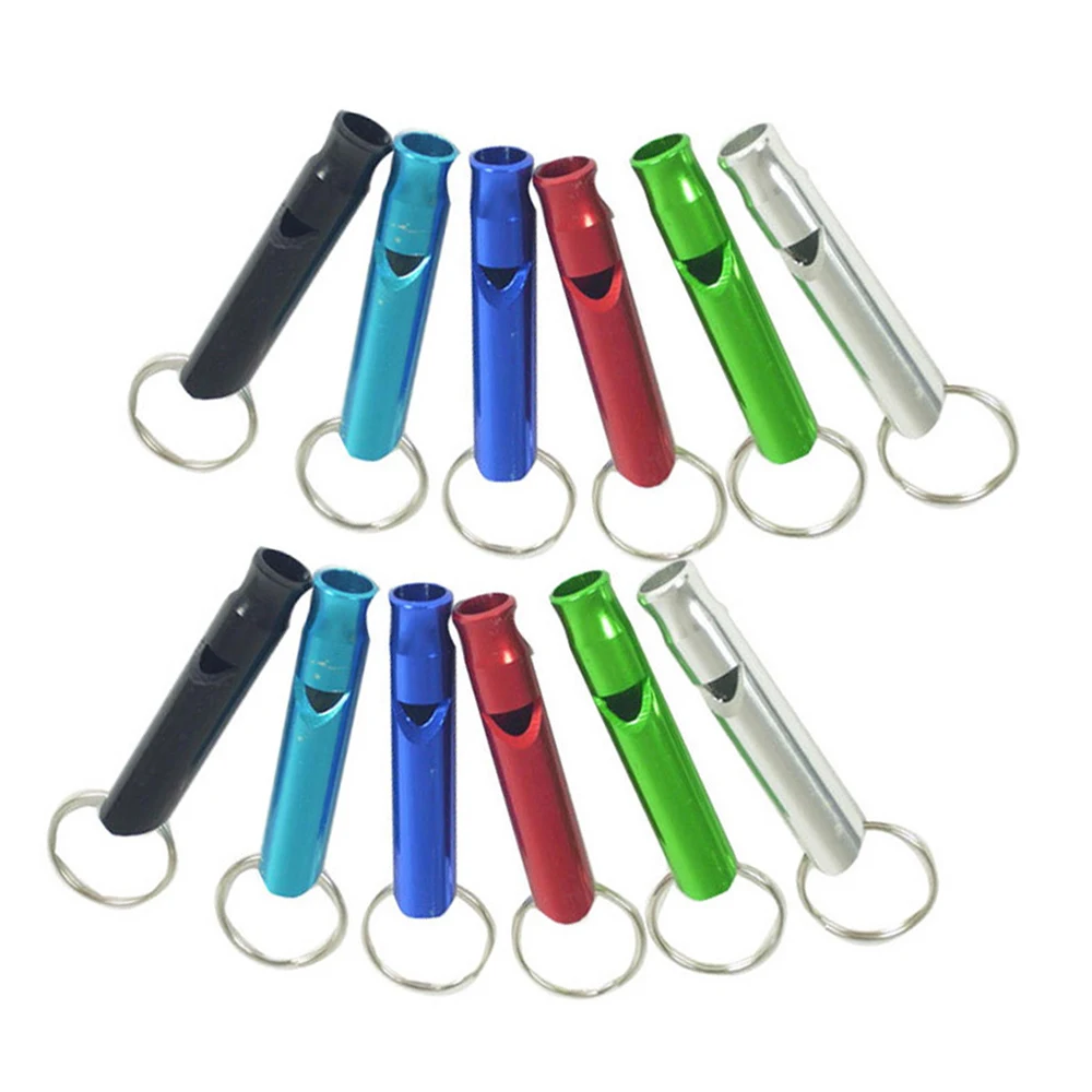 

12pcs Outdoor Metal Multifunction Whistle Pendant With Keychain Keyring For Camping Survival Emergency Mini Whistles