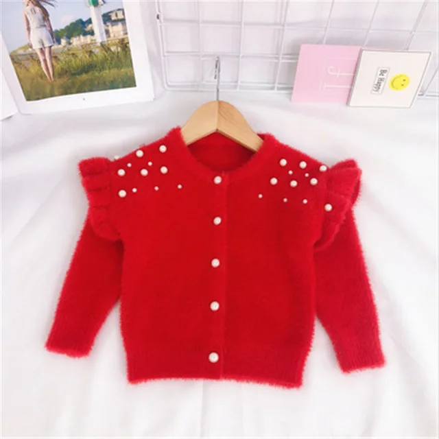 Детский трикотажный кардиган с жемчужинами на девочку | Мать и ребенок