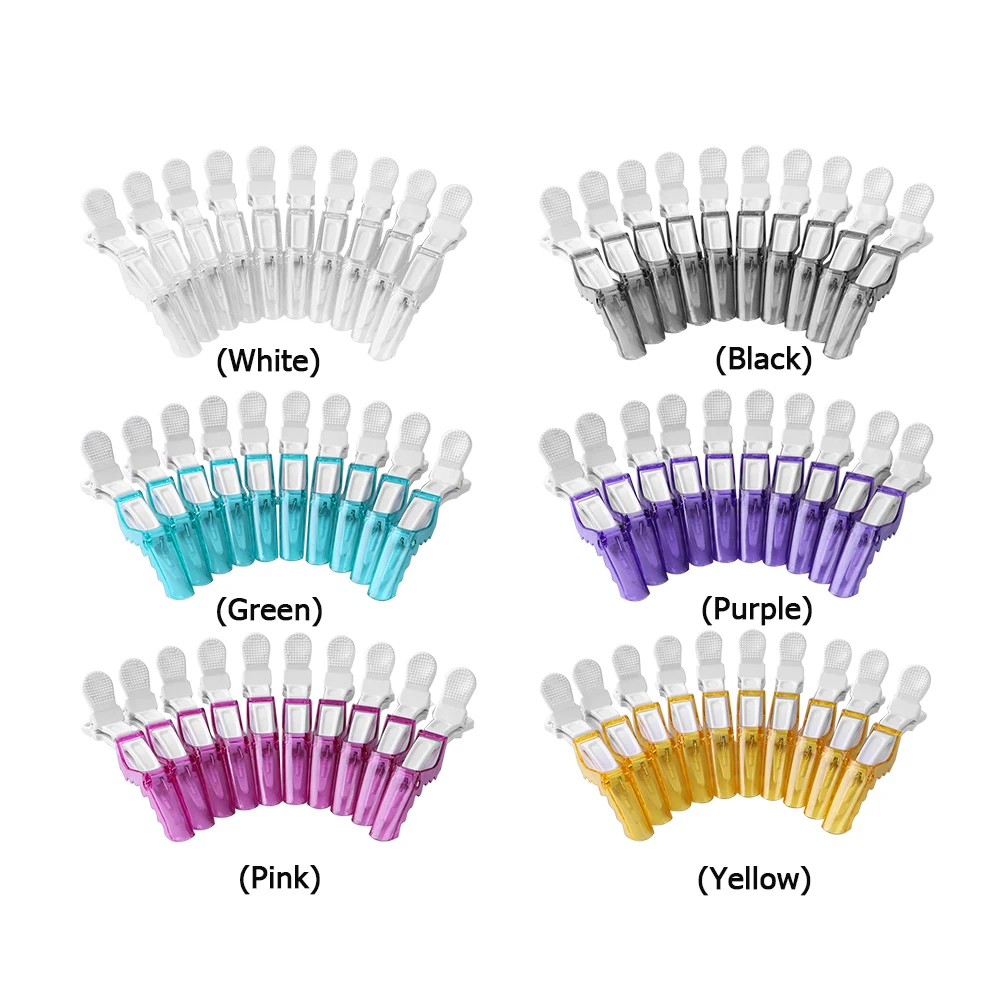 

10pcs Plastic Salon Hair Clip Hairdressing Crocodile Clamps Hair Grip Women DIY Hair Styling Clips