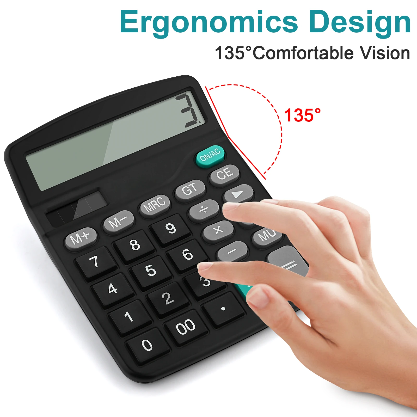 Электронный калькулятор с 12-значным большим ЖК-дисплеем солнечная батарея