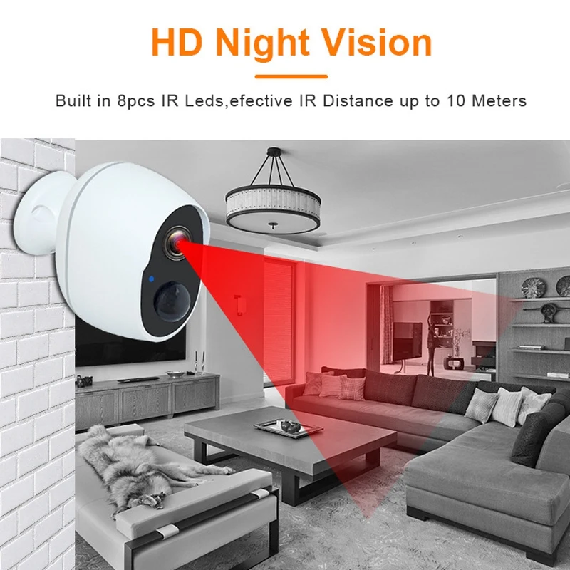 

Surveillance Camera Wireless WIFI Low Power Camera 1080P HD Smart Waterproof Camera Free Plug-In