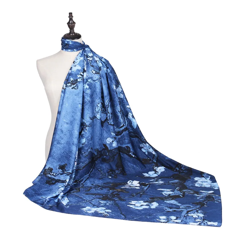 Женский шелковый шарф с принтом Ван Гога Шелковый Тюрбан абрикосового цвета